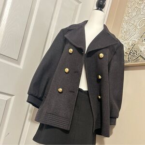 Coach Pea Coat with Gold Anchor Buttons